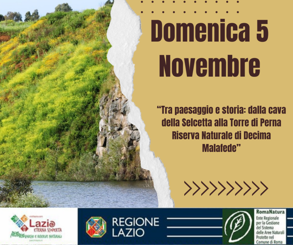 Domenica 5 Novembre Tra paesaggio e storia-dalla cava della Selcetta alla Torre di Perna Riserva Naturale di Decima Malafede